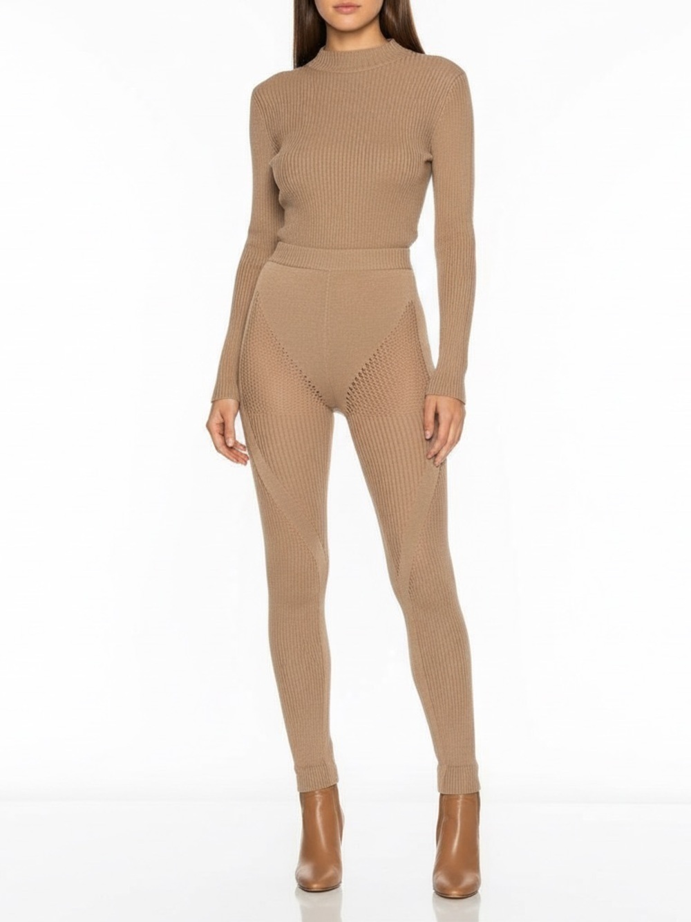 NBD Revolve Tamar Open Stitch Racer Legging in Tamarind Tan Size XS/S